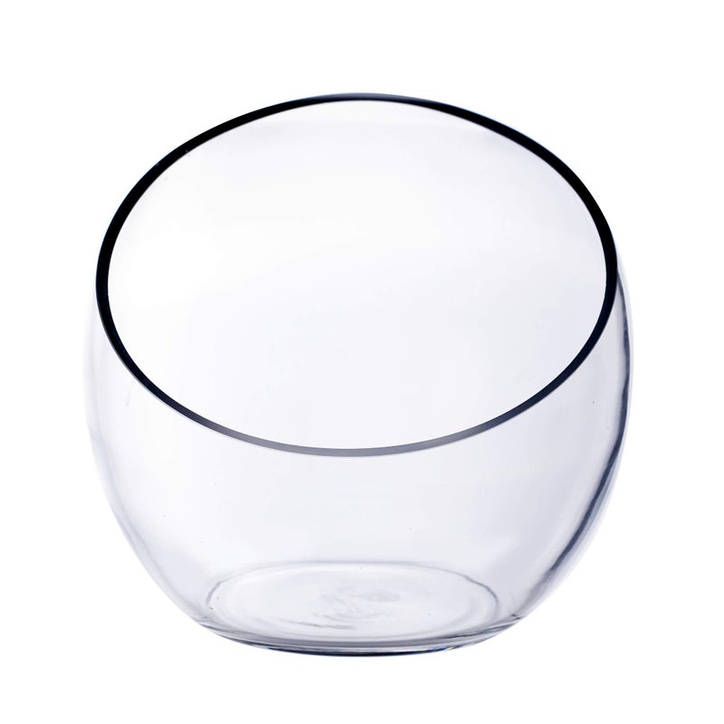 CYS EXCEL Glass Slant Cut Bubble Bowl (H-8" W-9") Clear Flower Vase Globe Bowl Terrarium Round Planter Decorative Centerpiece - Image 5